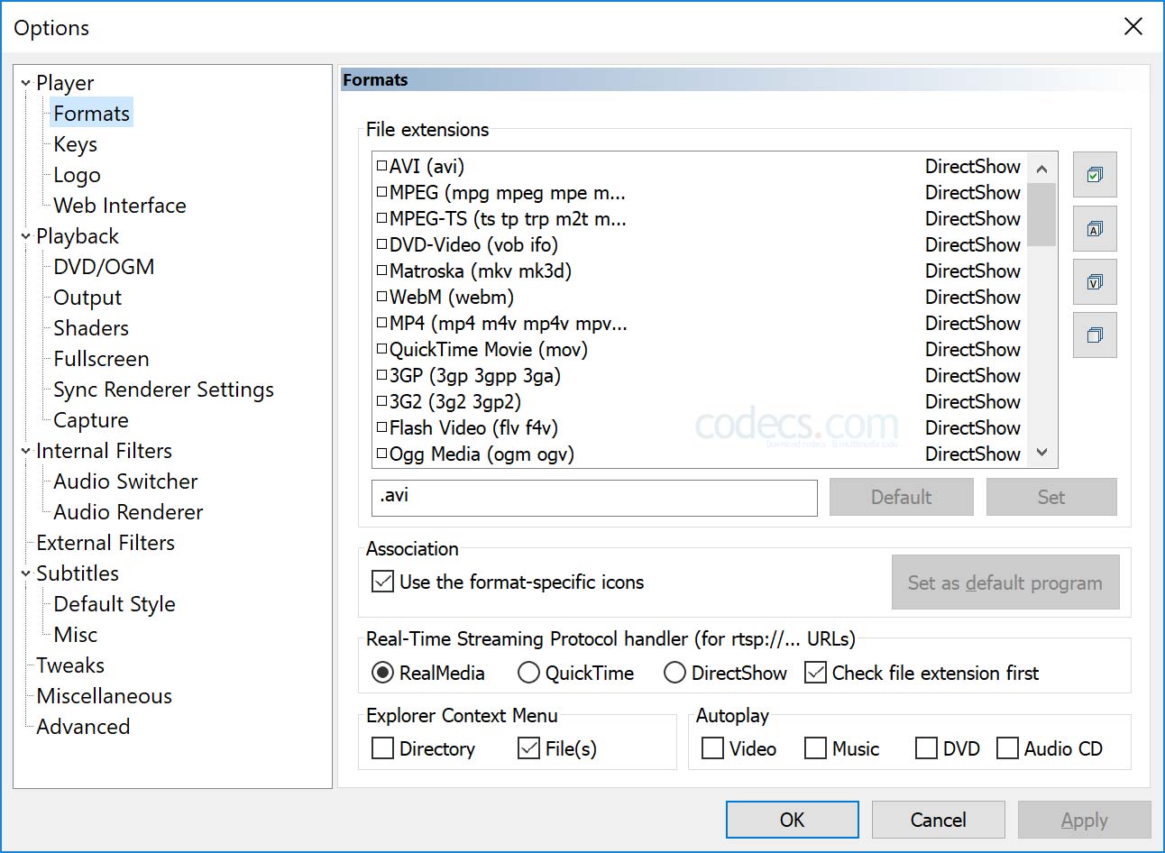 MPC-HC player view with file information panel